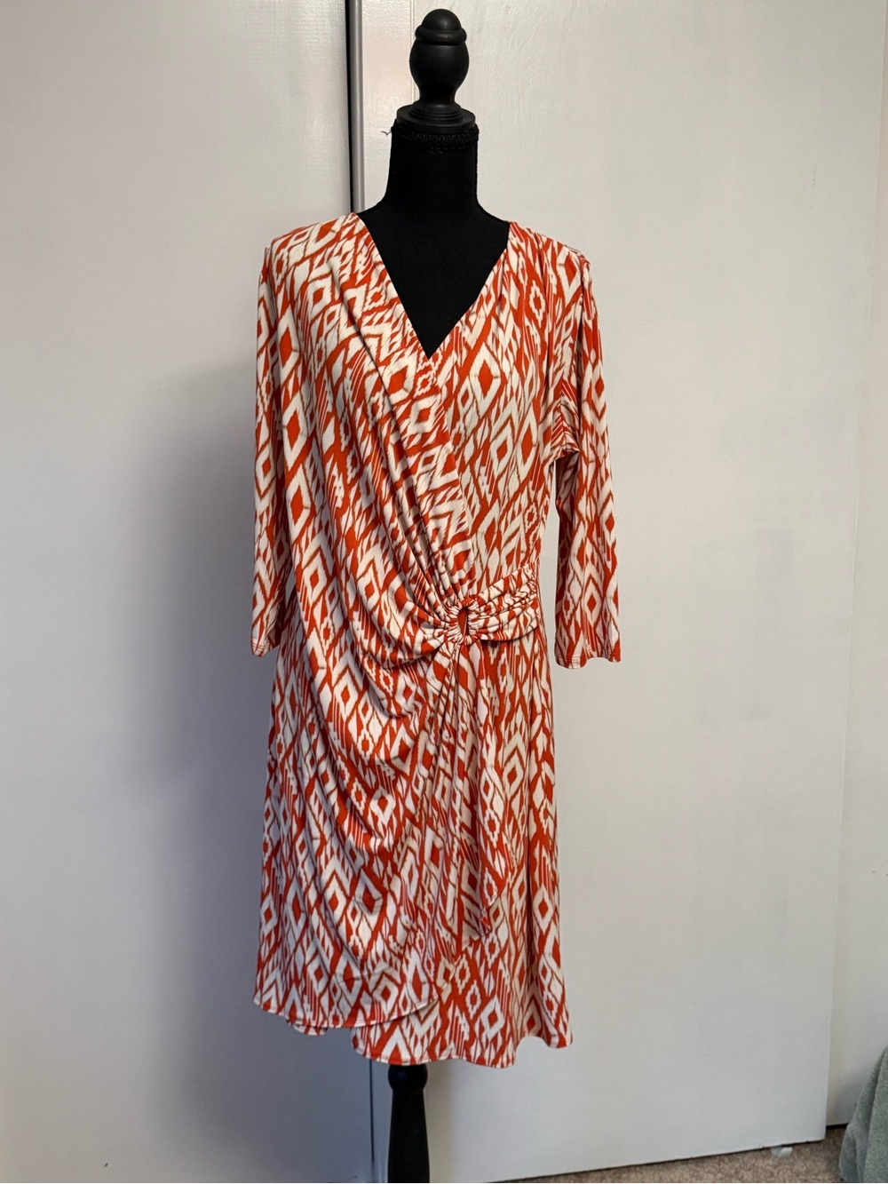 Tommy Bahama “Clara” Orange & White Ikat Wrap Dress